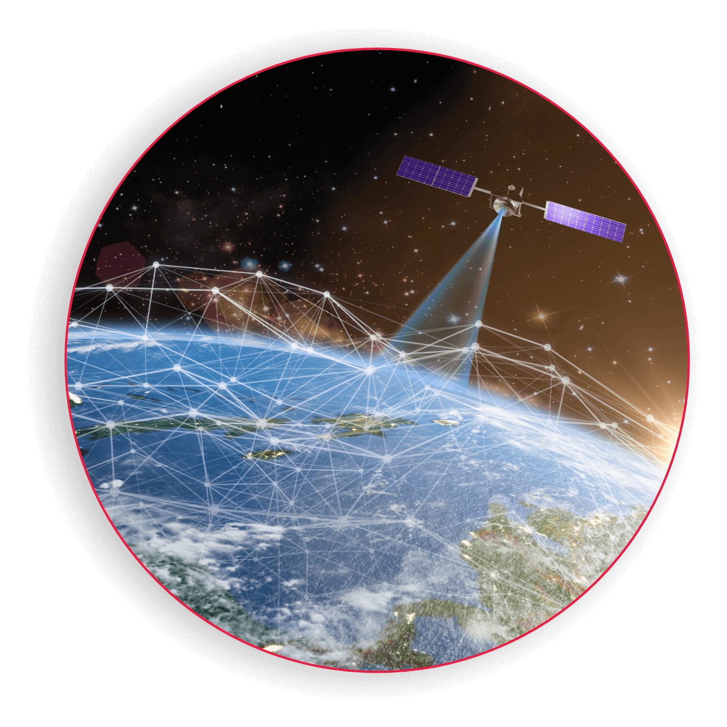 Satellite transmits large circle